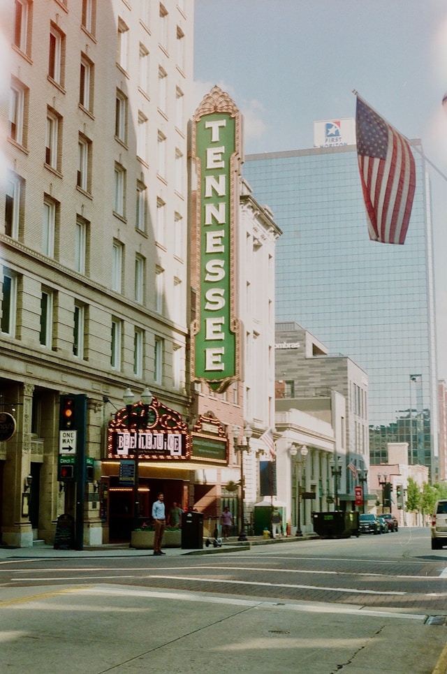 Why people are moving to Tennessee, image shows downtown Nashville Tennessee sign